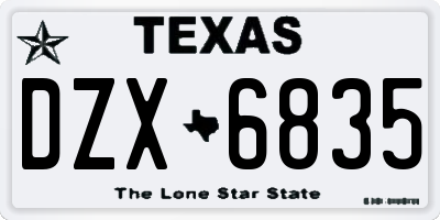 TX license plate DZX6835