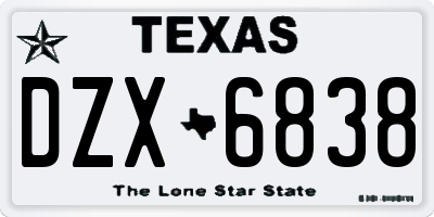 TX license plate DZX6838
