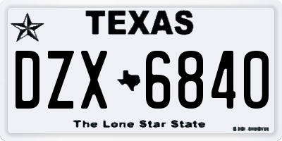 TX license plate DZX6840