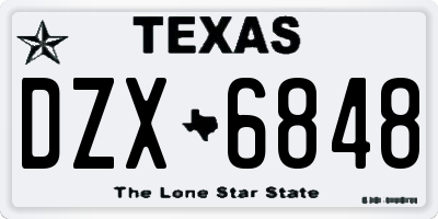 TX license plate DZX6848