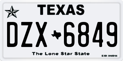 TX license plate DZX6849