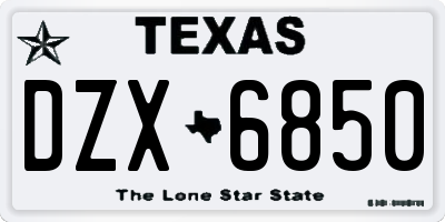 TX license plate DZX6850