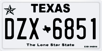 TX license plate DZX6851