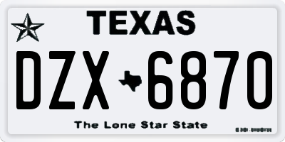 TX license plate DZX6870
