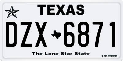 TX license plate DZX6871