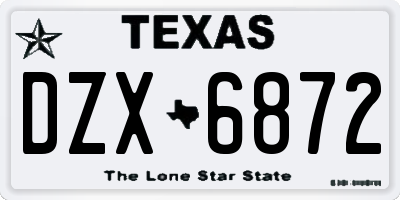 TX license plate DZX6872