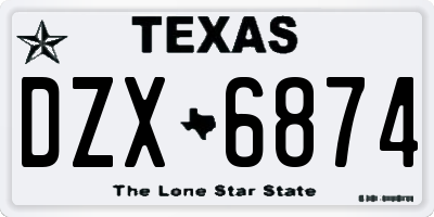 TX license plate DZX6874
