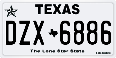 TX license plate DZX6886