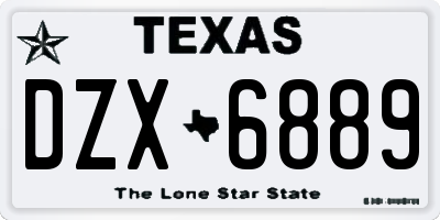 TX license plate DZX6889