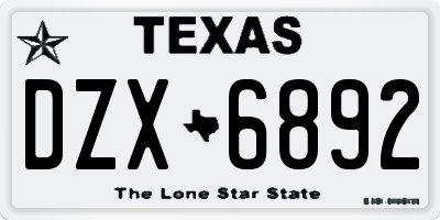 TX license plate DZX6892