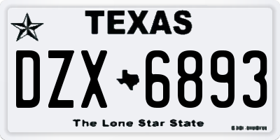 TX license plate DZX6893