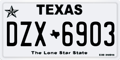 TX license plate DZX6903