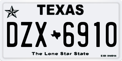 TX license plate DZX6910