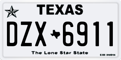 TX license plate DZX6911