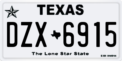 TX license plate DZX6915