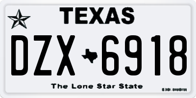TX license plate DZX6918