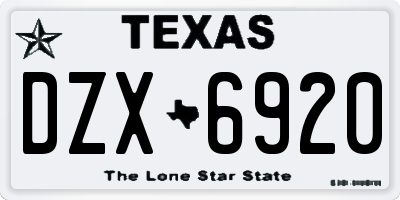 TX license plate DZX6920
