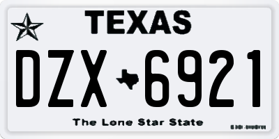 TX license plate DZX6921