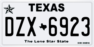TX license plate DZX6923