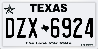 TX license plate DZX6924