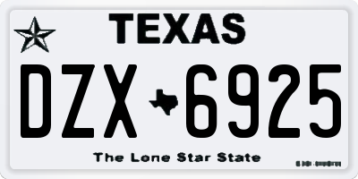 TX license plate DZX6925
