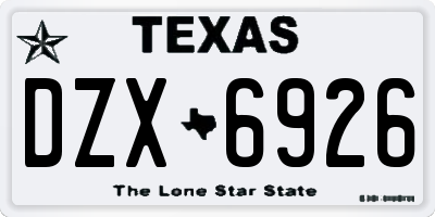 TX license plate DZX6926
