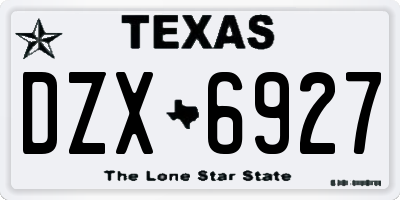 TX license plate DZX6927