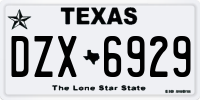 TX license plate DZX6929