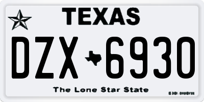 TX license plate DZX6930
