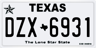 TX license plate DZX6931