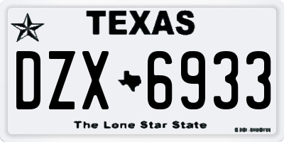 TX license plate DZX6933