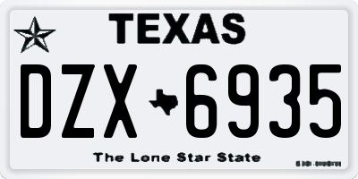 TX license plate DZX6935
