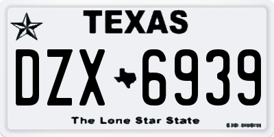 TX license plate DZX6939