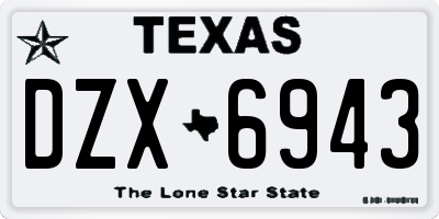 TX license plate DZX6943