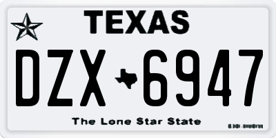 TX license plate DZX6947