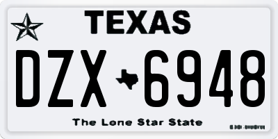 TX license plate DZX6948