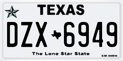 TX license plate DZX6949