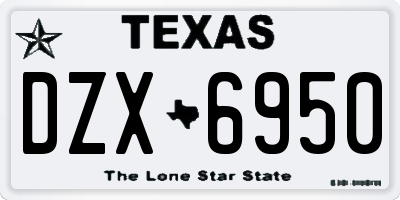 TX license plate DZX6950