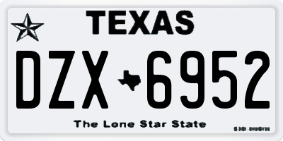 TX license plate DZX6952