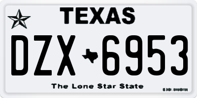 TX license plate DZX6953