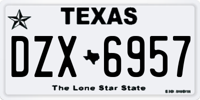 TX license plate DZX6957