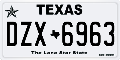 TX license plate DZX6963