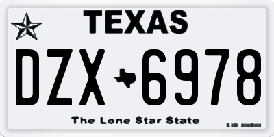 TX license plate DZX6978