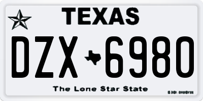 TX license plate DZX6980