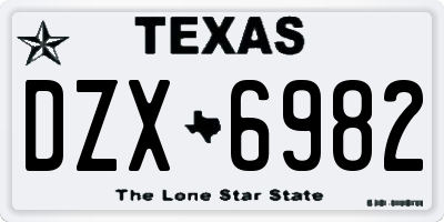 TX license plate DZX6982