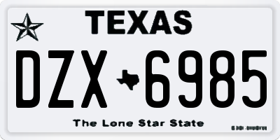 TX license plate DZX6985