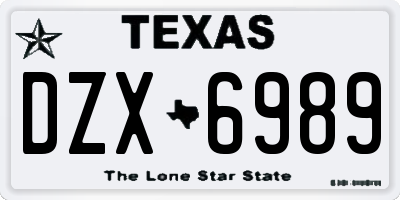 TX license plate DZX6989