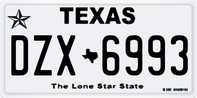TX license plate DZX6993