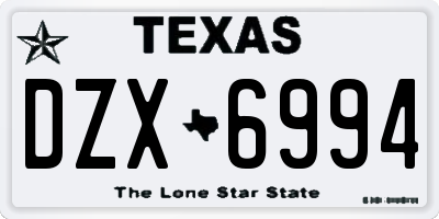 TX license plate DZX6994