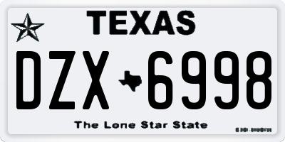 TX license plate DZX6998